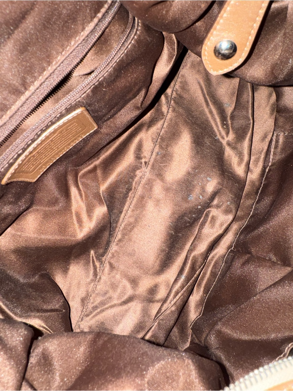 Coach Ashley Bronze & Tan Signature Satchel - Picture 10 of 11